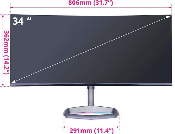 Cooler Master GM34-CWQA 34” ARGB Curved 144Hz VA QD Tech Ultra-WQHD 3440 x 1440 PC Monitor - Image 4