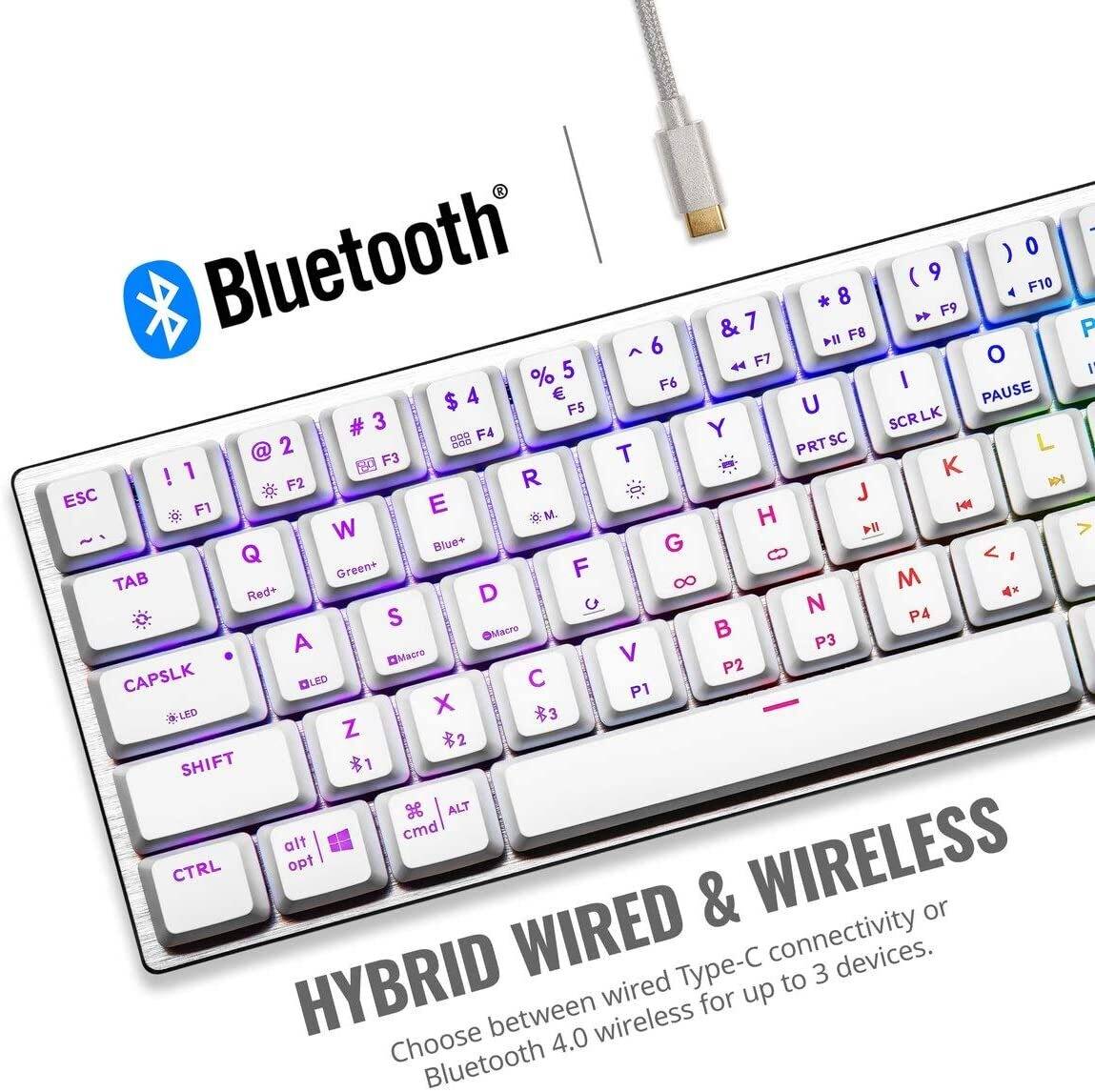 Cooler Master SK622 Wireless 60% Sliver White Mechanical Keyboard with Low Profile Red Switches by Cooler Master - Image 8