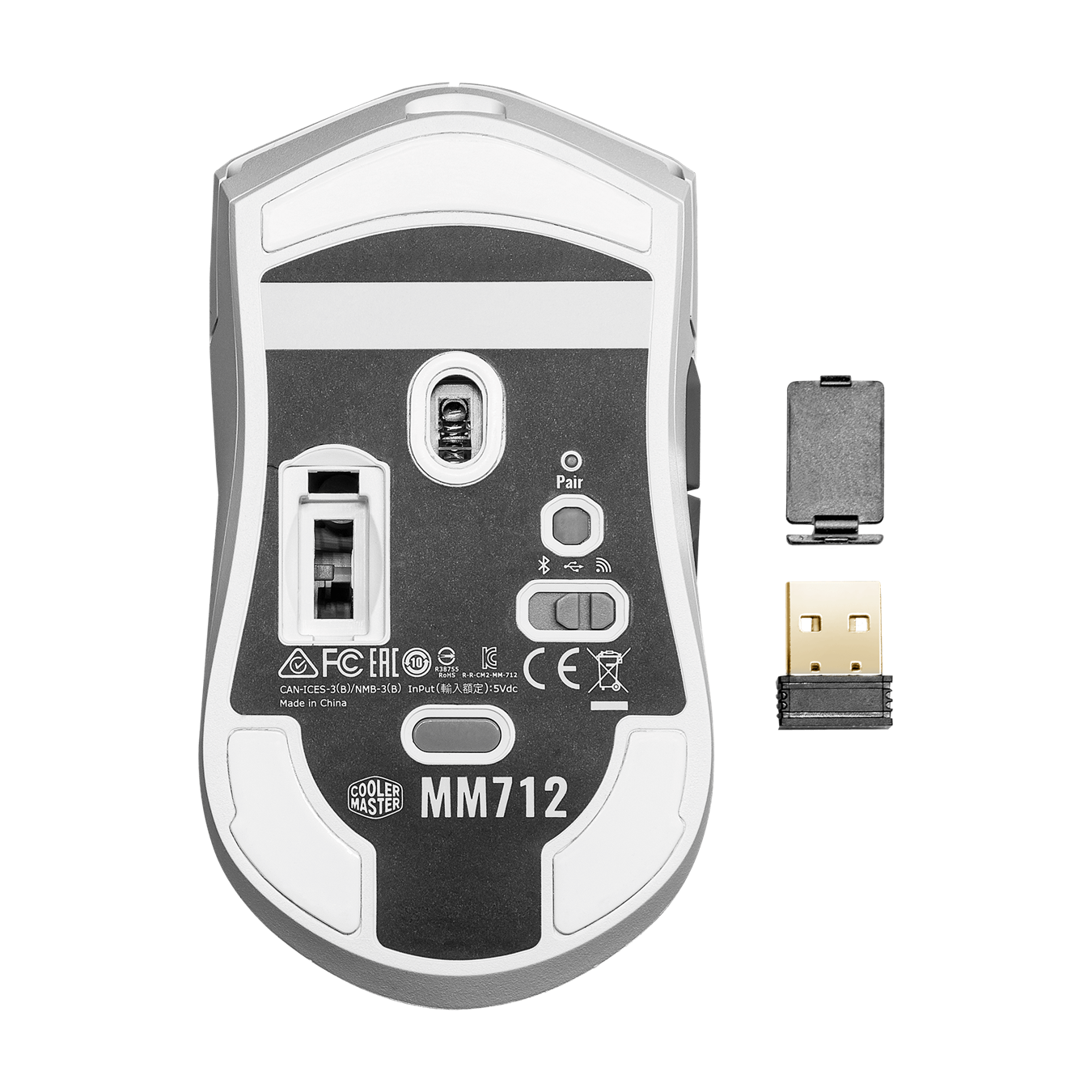 Cooler Master MM712 Wireless Gaming Mouse with Adjustable 19,000 DPI, 2.4GHz and Bluetooth- White by Cooler Master - Image 7