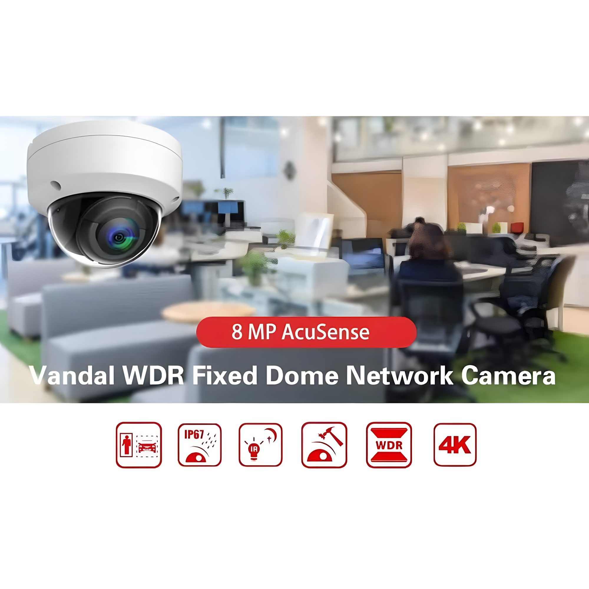 كاميرا هيكفيجن IP DS-2CD2183G2-LI/I قبة بدقة 8 ميجابكسل مزودة بميكروفون ورؤية ليلية ذكية
