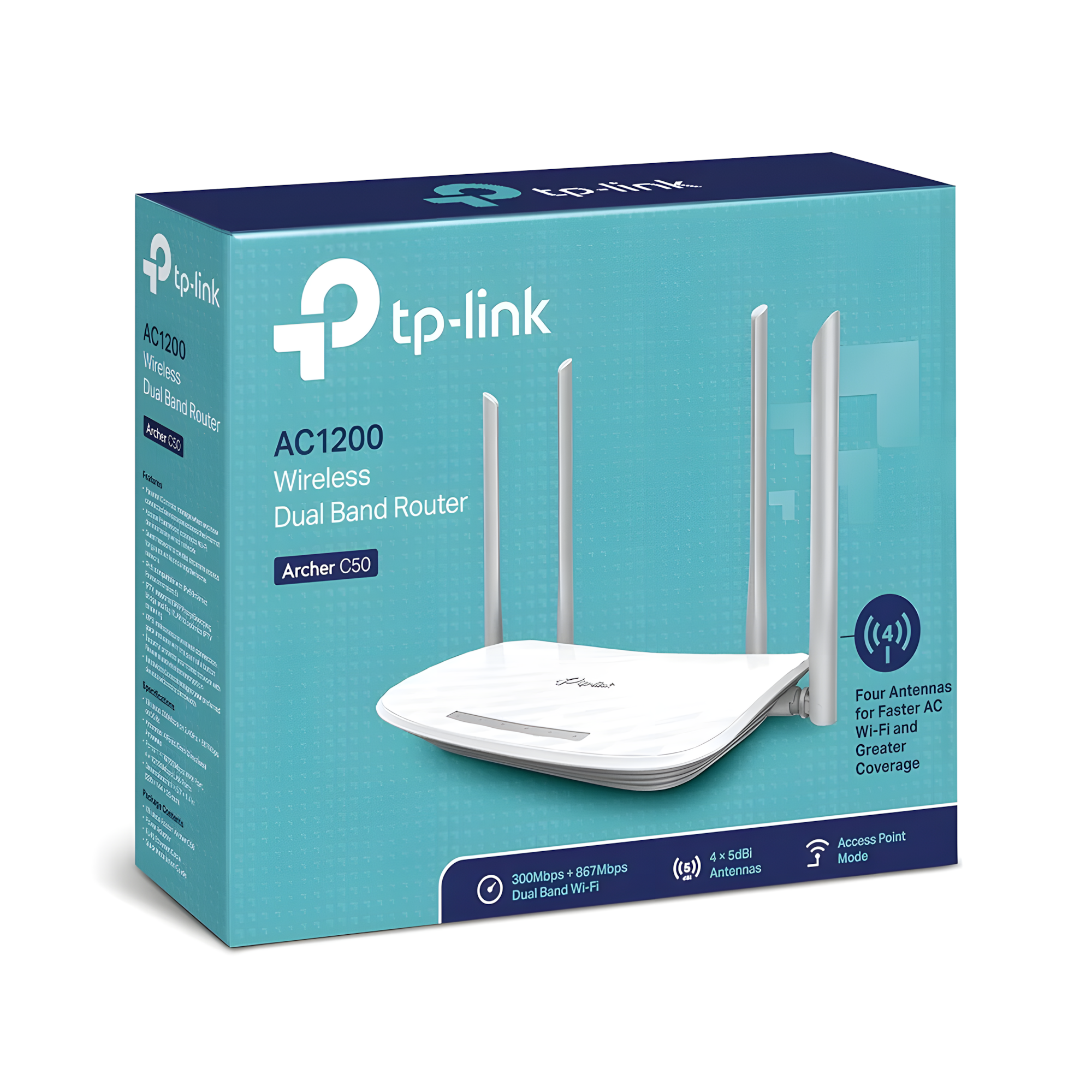 جهاز توجيه واي فاي TP-Link Archer C50 AC1200 – جهاز توجيه لاسلكي ثنائي النطاق - الصورة 4